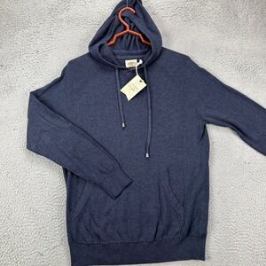 Bowen Wright Knit Sweater Hoodie Mens Medium Blue Drawstring Pocket Casual‎ NEW